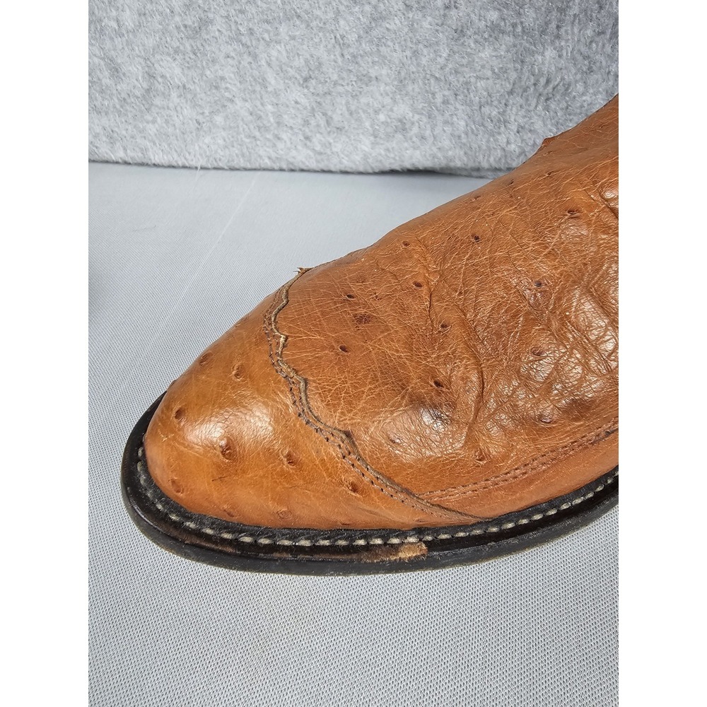 Tony Lama CZ906 Smooth  Ostrich Quill Cowboy Boots Mens 10 D Peanut Brittle - Picture 15 of 16